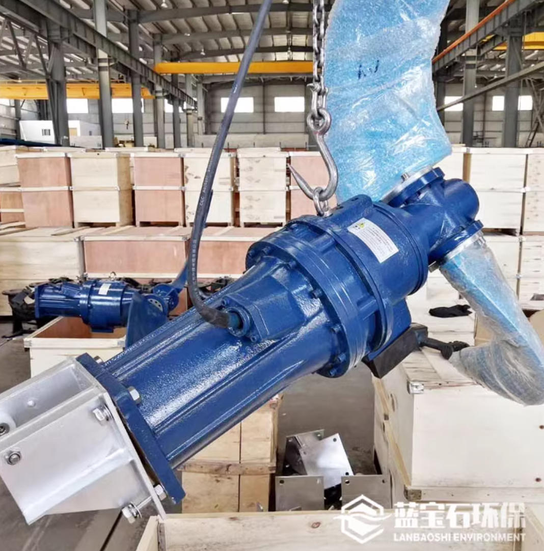 帶減震塊擺線(xiàn)針輪減速機潛水推流器QJB4/4-1800B/P水下攪拌機的應用效果